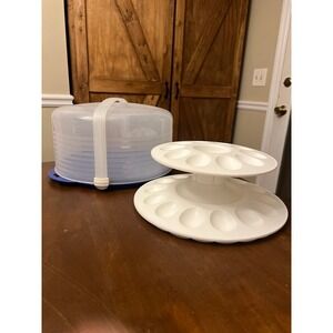 Tupperware Deviled Egg Trays w/ Cake Carrier